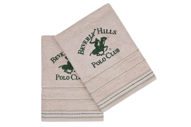 2er Set Badehandtuch Baumwolle Beverly Hills Polo Club 403 Beige, 50 x 90 cm (1)