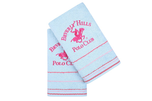 2er Set Badehandtuch Baumwolle Beverly Hills Polo Club 403 Blau, 50 x 90 cm (1)