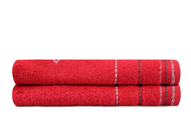 2er Set Badehandtuch Baumwolle Beverly Hills Polo Club 403 Rot, 50 x 90 cm (2)