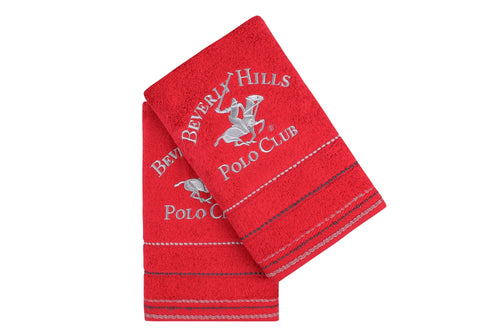 2er Set Badehandtuch Baumwolle Beverly Hills Polo Club 403 Rot, 50 x 90 cm (1)