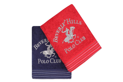 2er Set Badehandtuch Baumwolle Beverly Hills Polo Club 405 Blau, 50 x 90 cm (1)