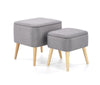 2er Set Pouf mit Stoff Paula Grau