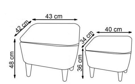 2er Set Pouf mit Stoff Paula Grau (1)