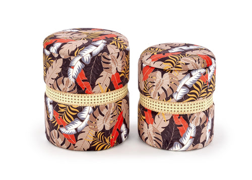 2er Set Pouf mit Staurum, aus Stoff Kenji Mehrfarben