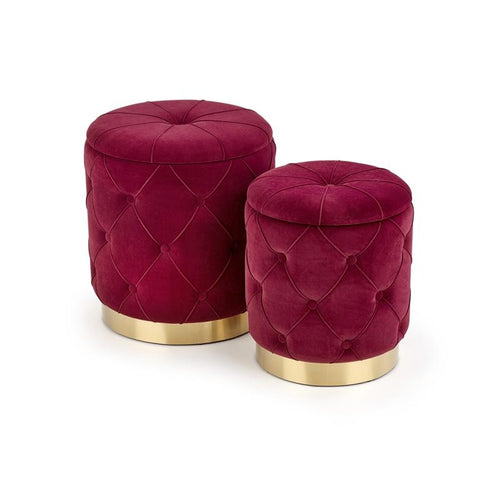 2er Set Pouf mit Staurum, aus Stoff Polymorph Bordeaux