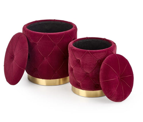 2er Set Pouf mit Staurum, aus Stoff Polymorph Bordeaux (1)