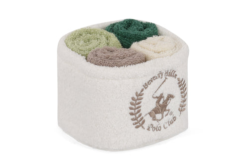 4er Set Badehandtuch Baumwolle Beverly Hills Polo Club Alinda Alb V10 Mehrfarben, 30 x 30 cm