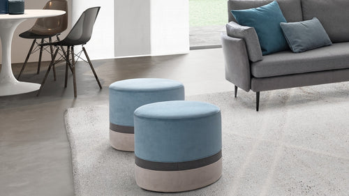 Pouf mit Stoff Cubin Blau