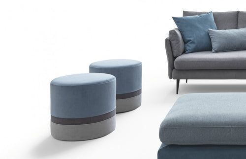 Pouf mit Stoff Cubin Blau (1)