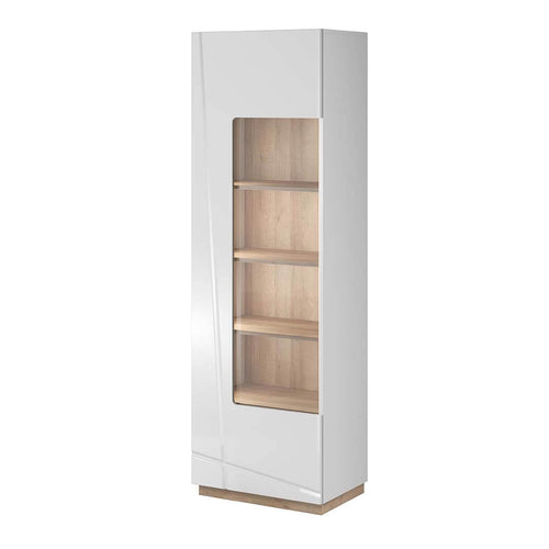 Vitrinenschrank mit 1 tür und LED, Futura 02 Weiß