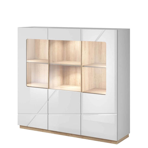 Vitrinenschrank mit 3 türen und LED, Futura 06 Weiß