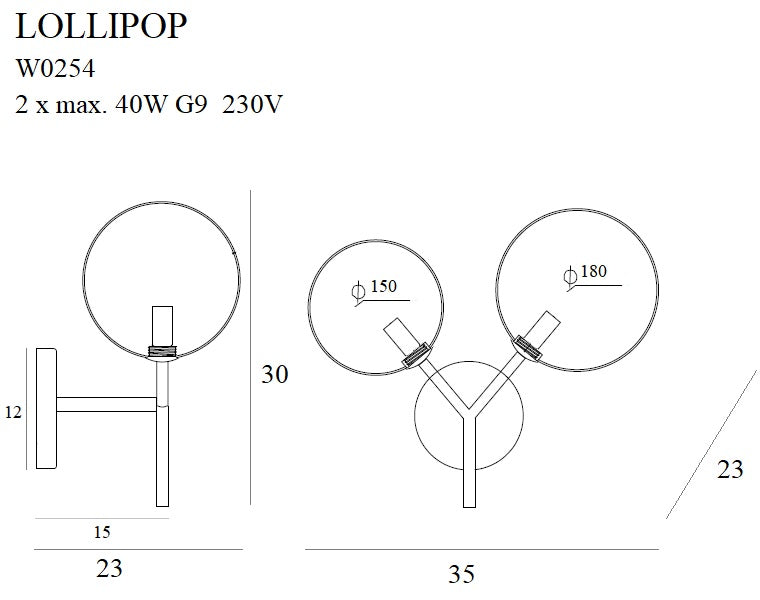 Wandleuchte Lollipop W0254 Messing (2)